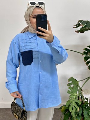 Keten Mavi Gömlek Keten Mavi Gömlek