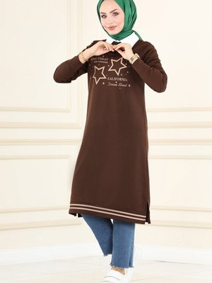 Acı Kahve Yıldız Baskılı Spor Tunik