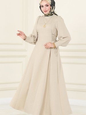 Taş Yandan Bağcıklı Elbise