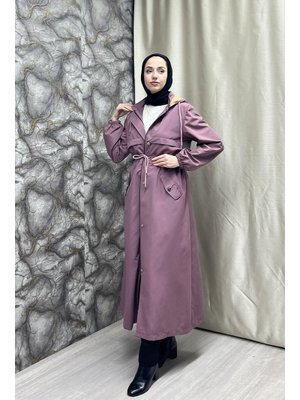 Belden Kemer Detaylı Uzun Trençkot Gül Kurusu Belden Kemer Detaylı Uzun Trençkot Gül Kurusu