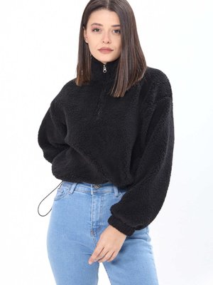 Sıyah Peluş Mont Sıyah Peluş Mont