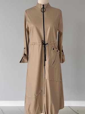 Deri Giy Çık Kap Bej Trençkot