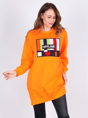 Renkli Uzun Sweatshirt Tunik