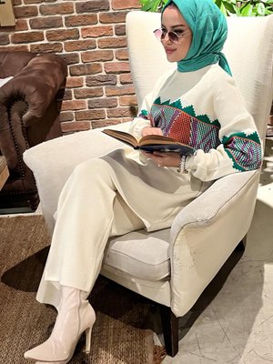 Ekru Triko Tunik Pantolon