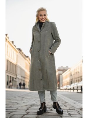 Gri Hermes Kaşe Düğmeli Kaban Gri Hermes Kaşe Düğmeli Kaban