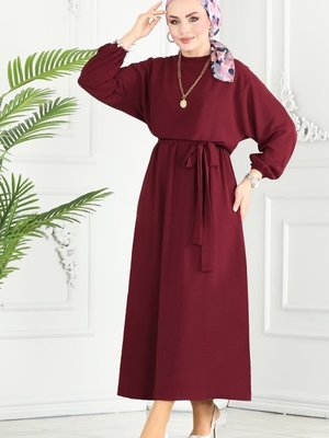 Bordo Beli Lastikli Aerobin Elbise Bordo Beli Lastikli Aerobin Elbise