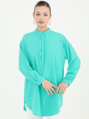 Yeşil Yarı Düğmeli Tunik Yeşil Yarı Düğmeli Tunik