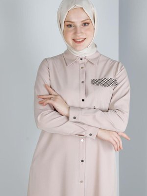 Düğmeli Kazayağı Detaylı Tunik