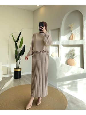 İkili Etekli Takım Krep Kumaş