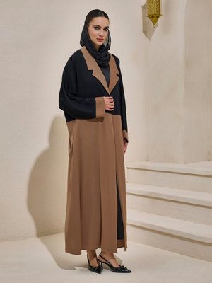 Two Color Abaya Set Kahve Siyah