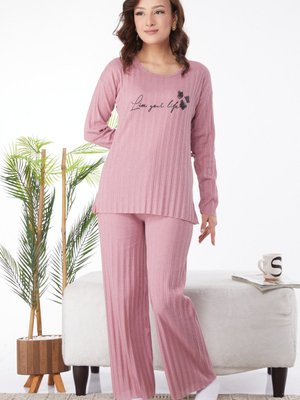 Gul Bisiklet Yaka Baskılı Uzun Kollu Pijama Takımı Gul Bisiklet Yaka Baskılı Uzun Kollu Pijama Takımı