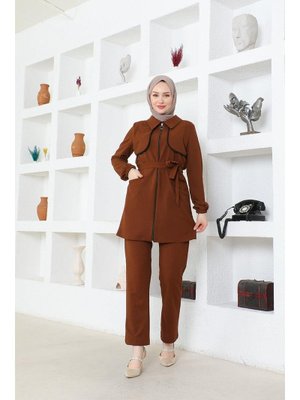 Kahve Bolero Detaylı Scuba Takım
