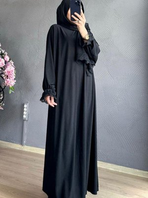 Kendinden Şallı Namaz Elbise Siyah