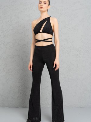 Siyah Beli Lastikli Pantolon