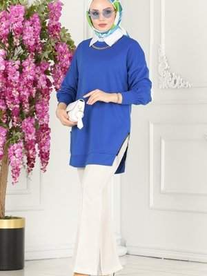 Saks & Ekru Zincir Detaylı İkili Takım Saks & Ekru Zincir Detaylı İkili Takım