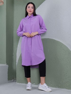 Lila Taşlı Tunik