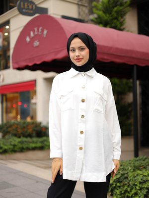 Gold Düğme Detaylı Gömlek Gold Düğme Detaylı Gömlek