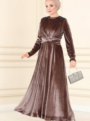 Vizyon Pul Detaylı Kadife Elbise