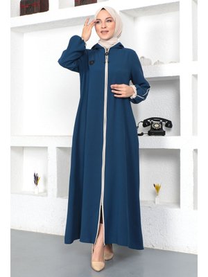 İndigo Kol Ucu Renkli Ferace İndigo Kol Ucu Renkli Ferace