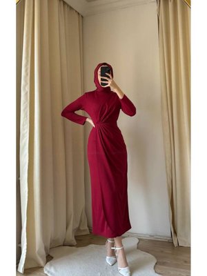 Önden Drapeli Krep Elbise Önden Drapeli Krep Elbise