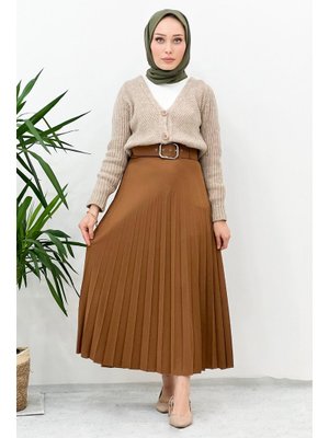 Taba Kemerli Pileli Etek