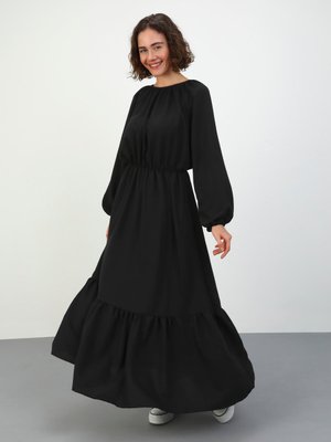 Siyah Aerobin Katkat Kesimli Elbise