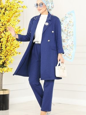 Saks Blazer Ceketli Kışlık Takım Saks Blazer Ceketli Kışlık Takım