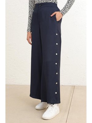 Lacivert Cepli Bol Paça Pantolon Lacivert Cepli Bol Paça Pantolon