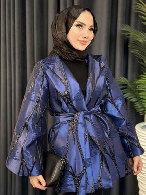 Jakar Simli Ceket Lacivert Jakar Simli Ceket Lacivert