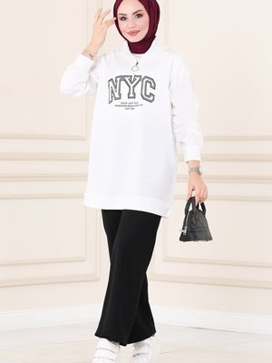 Ekru & Siyah Yarım Fermuarlı Spor Takım Ekru & Siyah Yarım Fermuarlı Spor Takım