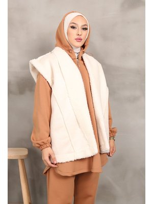 Krem Süet Yelek Krem Süet Yelek