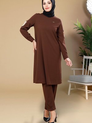 Kahve Tunik Pantolon 2li Takım Kahve Tunik Pantolon 2li Takım