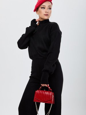 Sıyah Kalın Fitilli Triko Takım