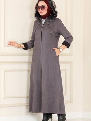 Antrasit Bolero Detaylı Süet Ferace Antrasit Bolero Detaylı Süet Ferace