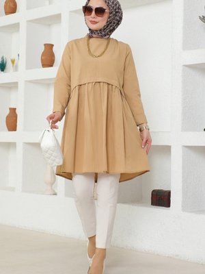 Latte Pat Detaylı Terikoton Tunik