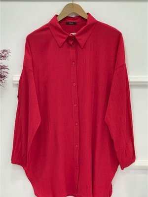 Kol Lastik Yırtmaç Detaylı Tunik Fuşya Kol Lastik Yırtmaç Detaylı Tunik Fuşya