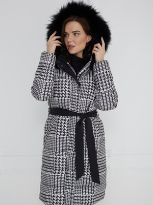 Siyah Kazayağı Desenli Kaban