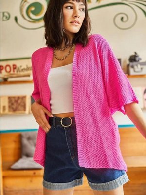 Yarasa Yazlık Ince Salaş Hırka Fuşya Yarasa Yazlık Ince Salaş Hırka Fuşya