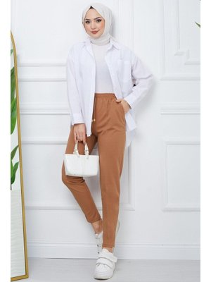 Camel Dar Paça Kumaş Pantolon