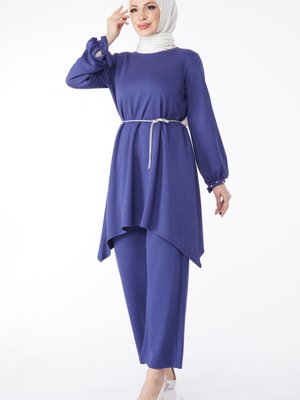 Indıgo Kol Ağızları Taş Detaylı İkili Takım