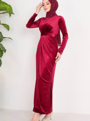 Bordo Abiye Elbise Bordo Abiye Elbise