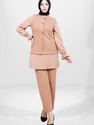 Tarçın Örme Tunik Pantolon Takım