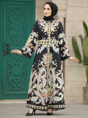 Siyah Atlas Kumaş Elbise