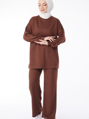 Kahve Koları Taslı Eşofman Takımı