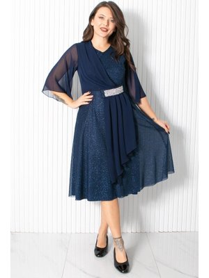 Lacivert Payetli Abiye Elbise