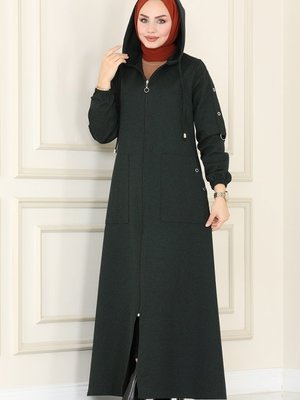Koyu Zümrüt Kuşgözü Detaylı Kışlık Ferace Koyu Zümrüt Kuşgözü Detaylı Kışlık Ferace