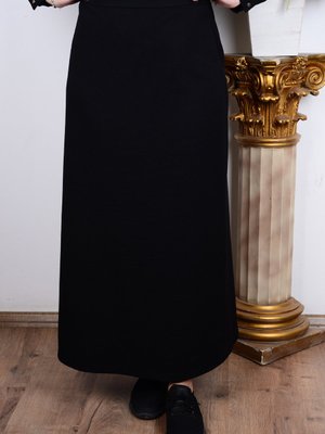 Siyah Yandan Fermuarlı Rahat Kesim Kalem Etek