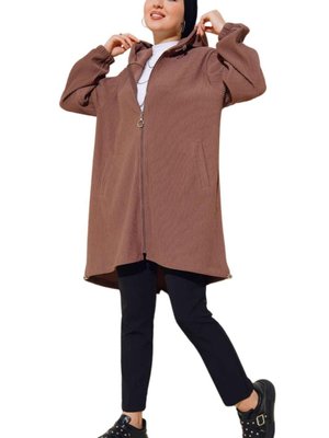 Süt Kahve Önü Fermuarlı Fitilli Bomber Mont Süt Kahve Önü Fermuarlı Fitilli Bomber Mont