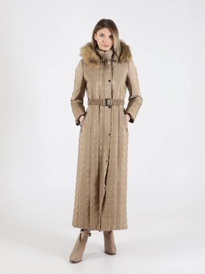 Vizon Kare Desenli Tam Boy Kapitone Kaban Mont