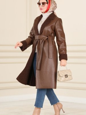 Kahve Kürklü Deri Kaban Kahve Kürklü Deri Kaban